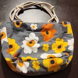 Floral Tote Bag in Gray and Yellow